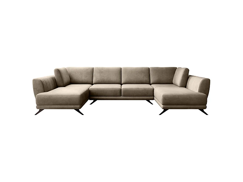 Canapé d'angle panoramique 6 places tissu beige foncé Largos 362cm