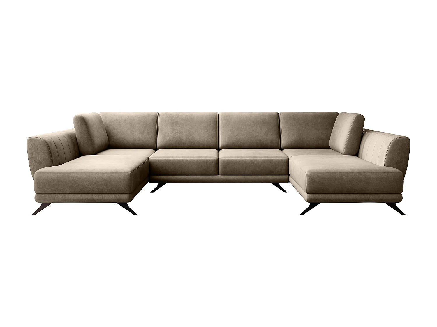 Canapé d'angle panoramique 6 places tissu beige foncé Largos 362cm