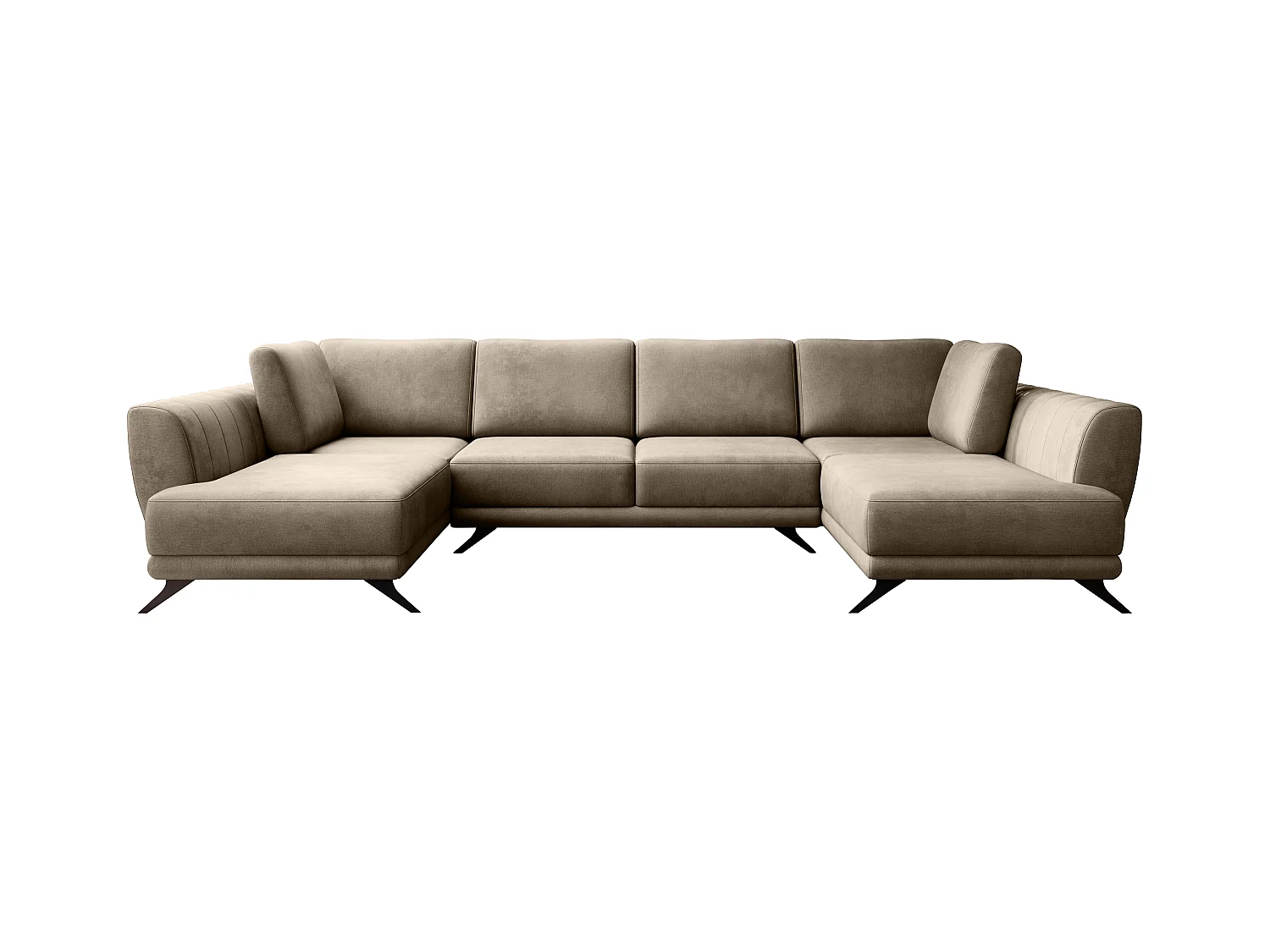 Canapé d'angle panoramique 6 places tissu beige foncé Largos 362cm