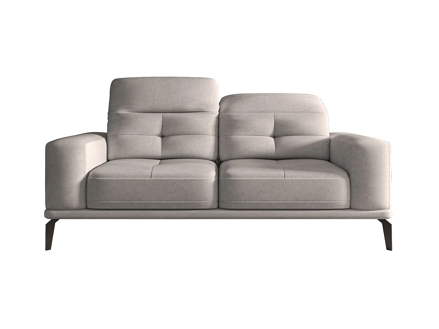 Designer rechte bank 2/3 zits lichtgrijze stof Torpille 195 cm