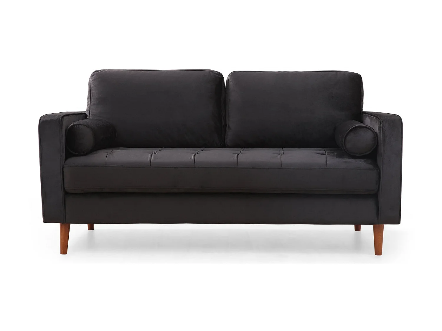 Canapé 2 places velours noir Romuza 175cm