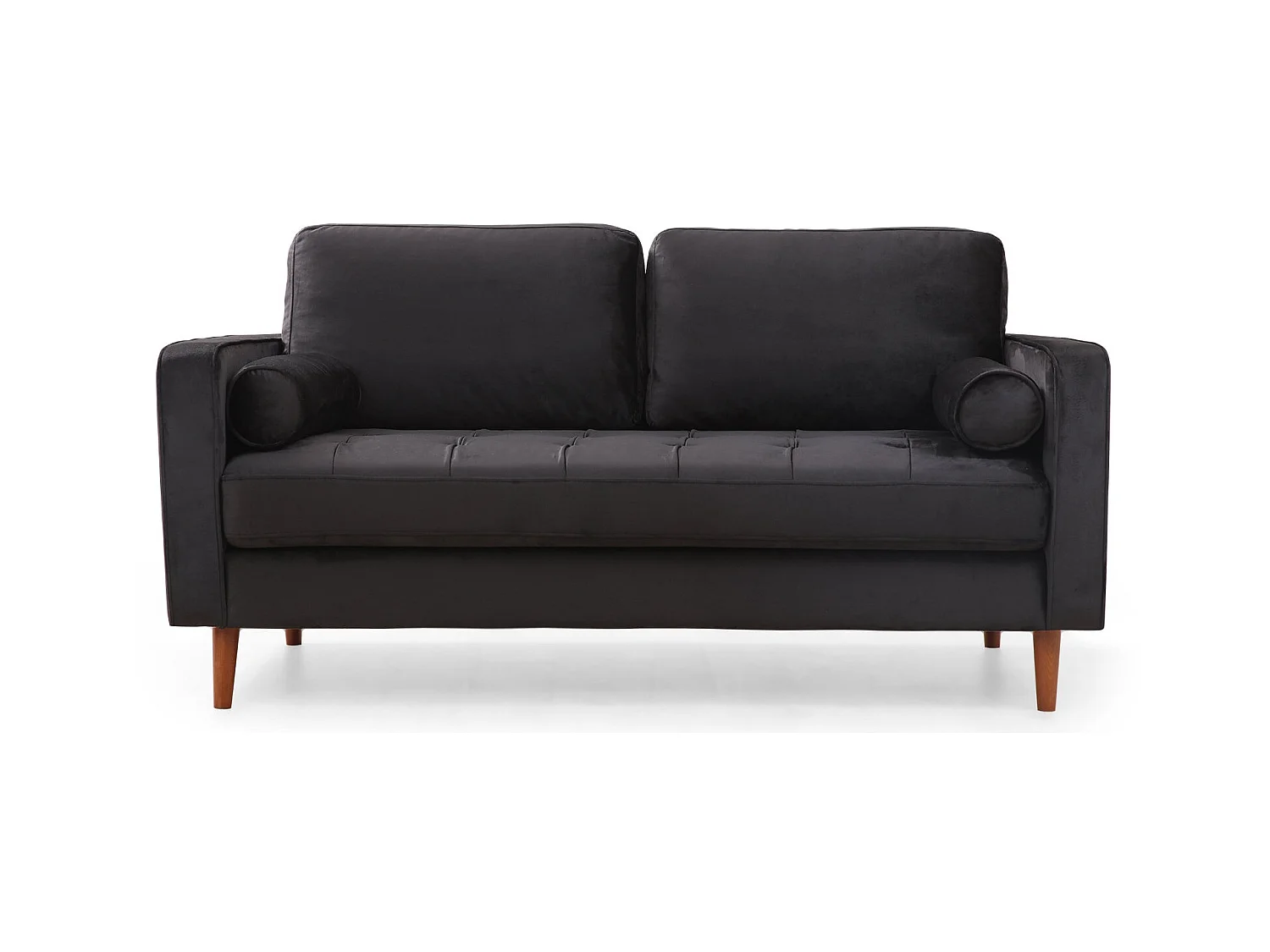 Canapé 2 places velours noir Romuza 175cm