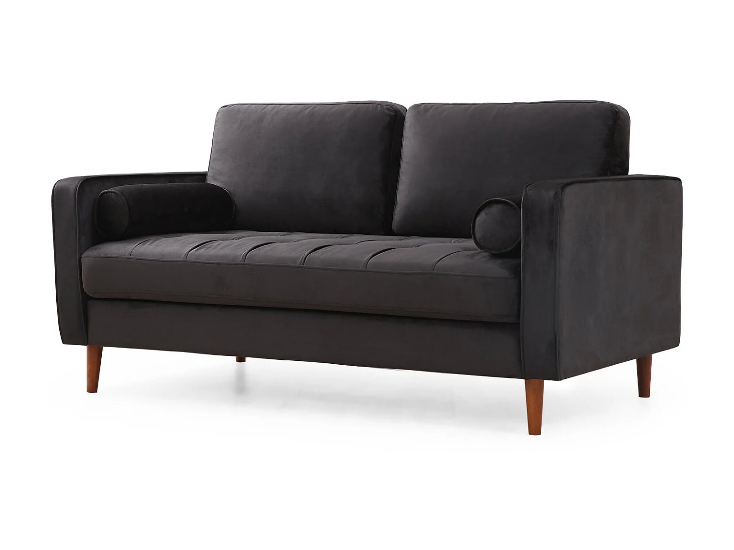 Canapé 2 places velours noir Romuza 175cm