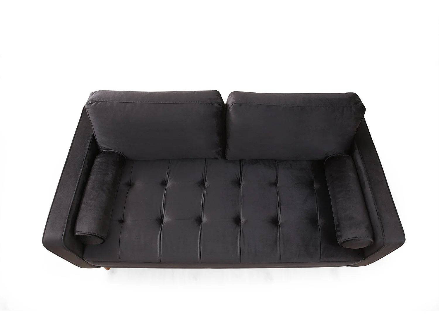 Canapé 2 places velours noir Romuza 175cm