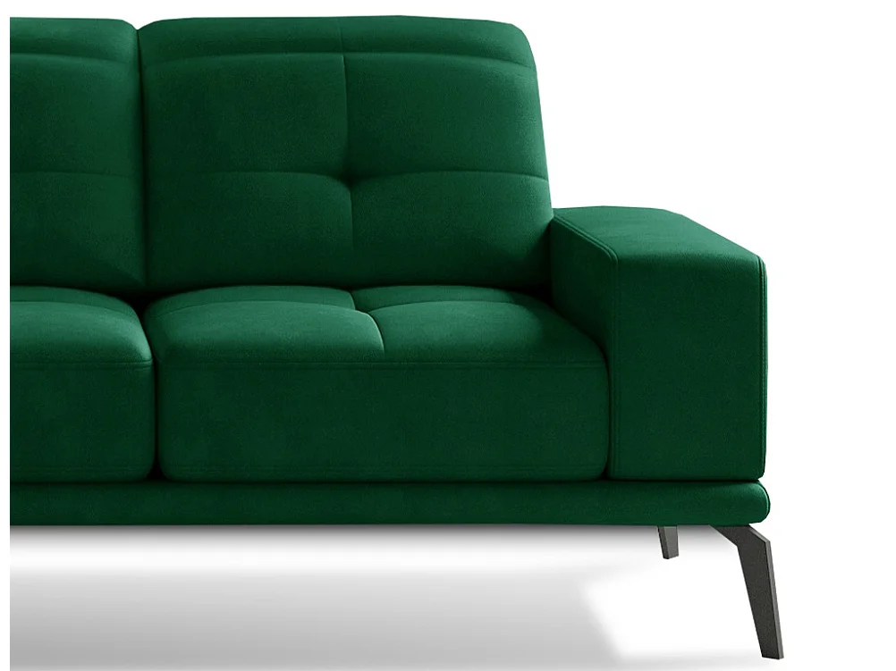 Canapé d'angle gauche 5 places velours vert foncé Torpille 265cm