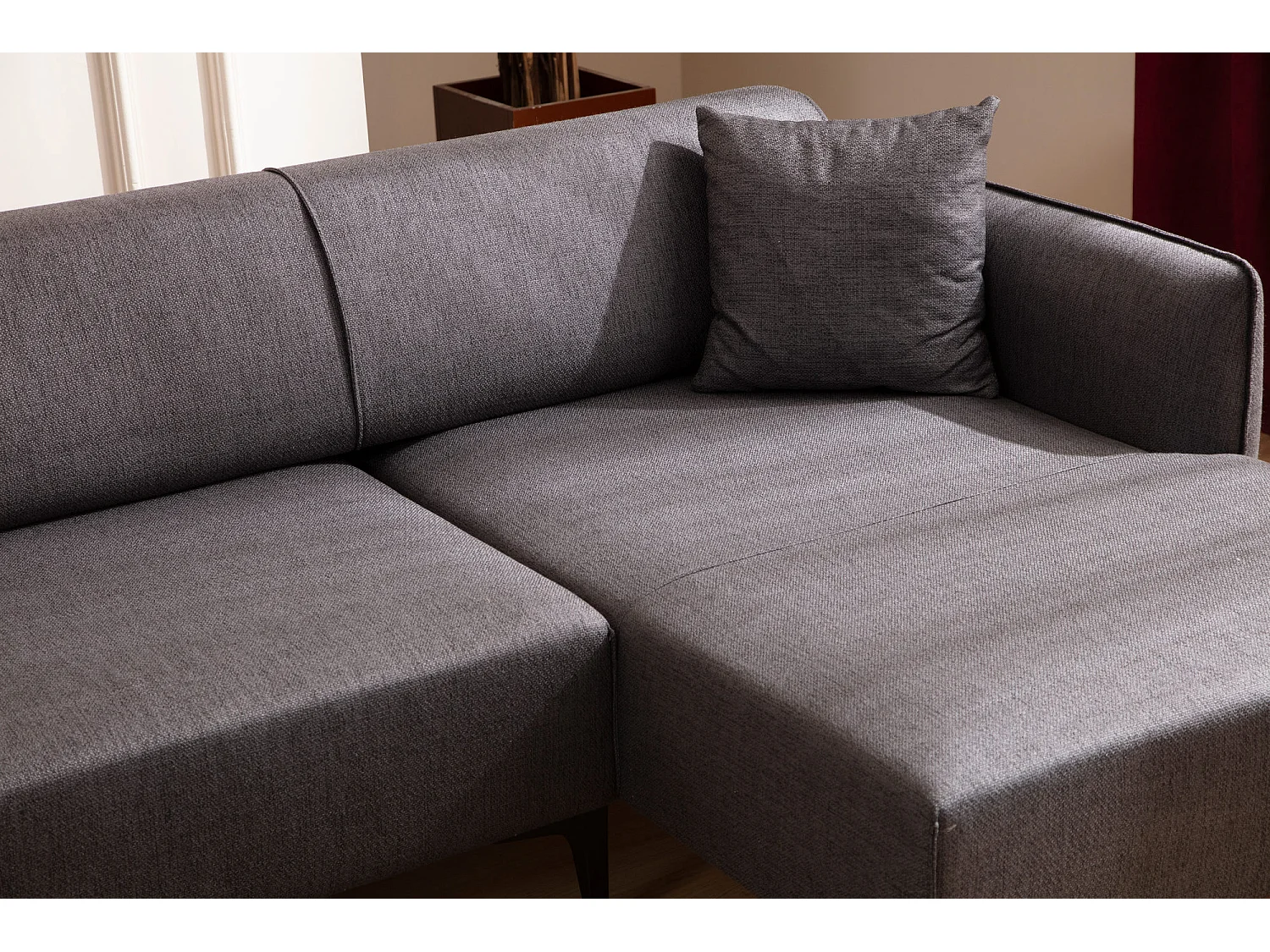 Canapé d'angle droit tissu gris foncé Bellano 270cm