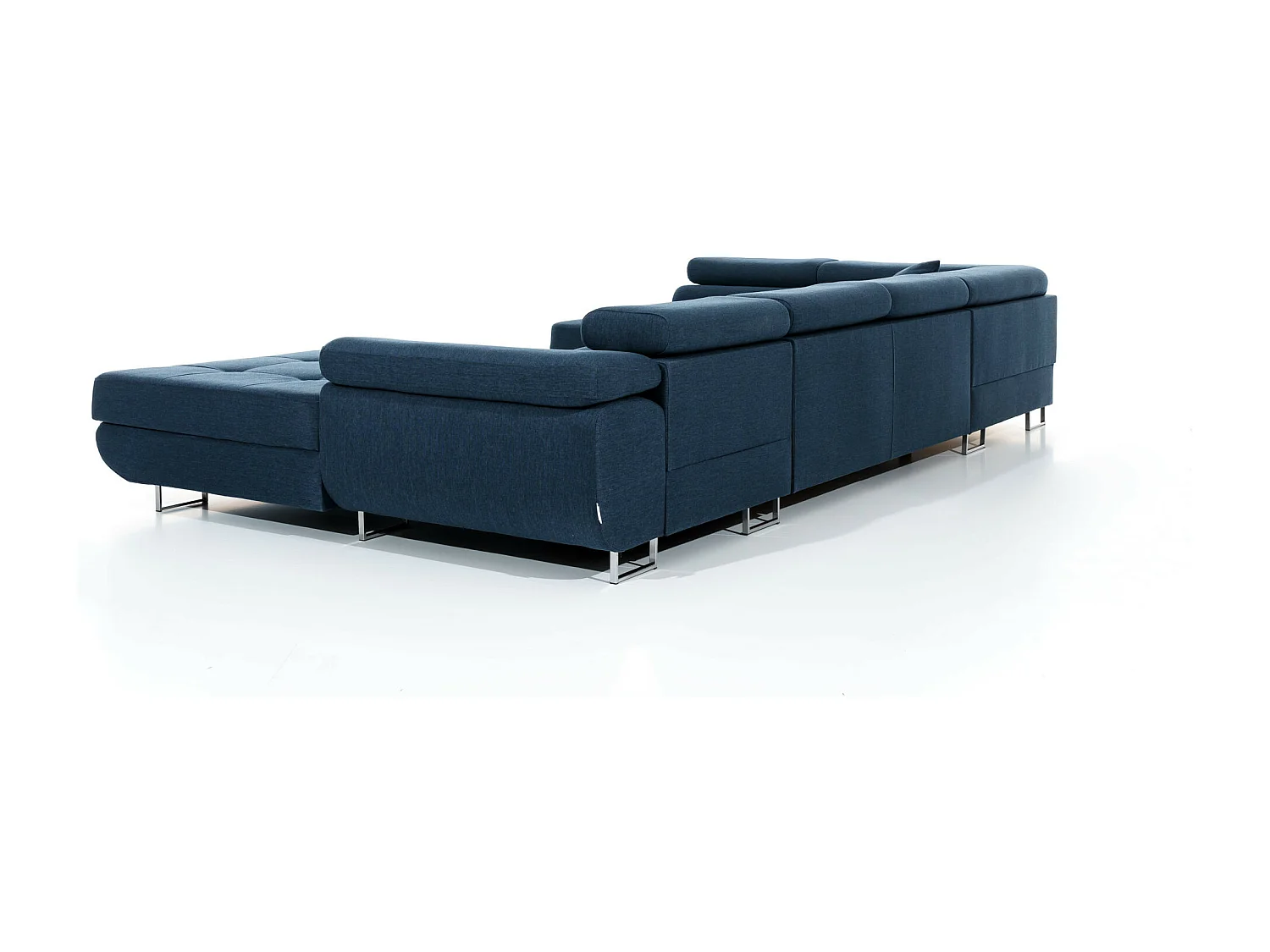 Canapé panoramique tissu noir convertible avec coffre de rangement Romano 345cm-Coffre de rangement à gauche