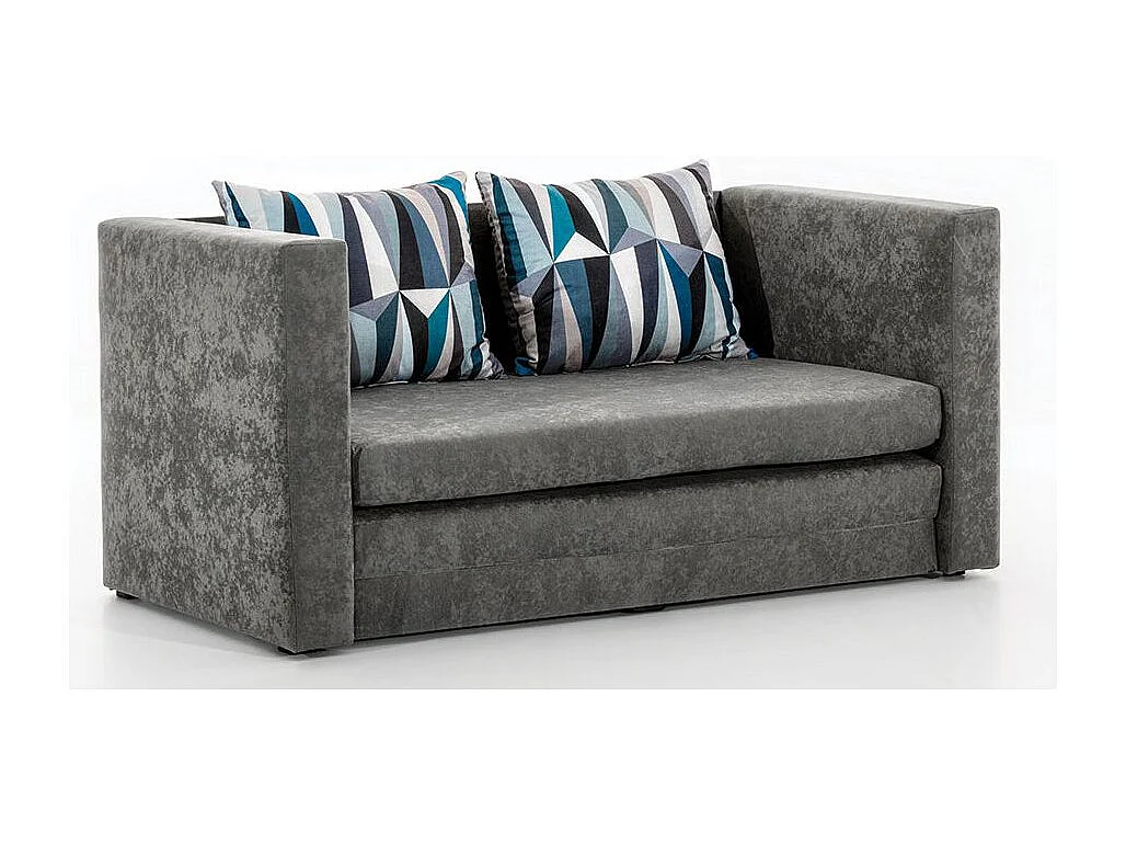 Petit canapé convertible tissu gris clair Mouva 132cm