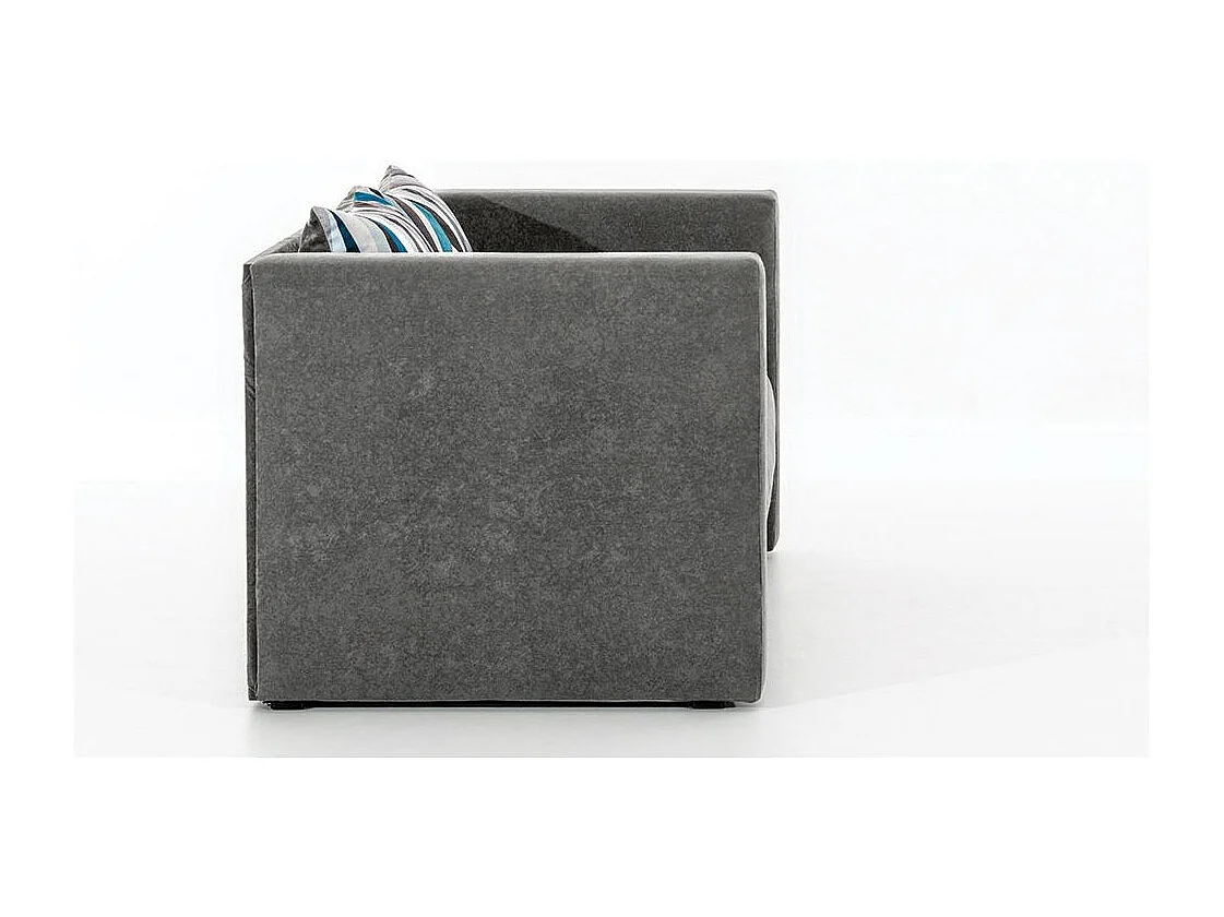 Petit canapé convertible tissu gris clair Mouva 132cm