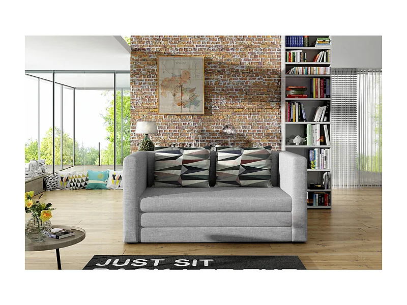 Petit canapé convertible tissu gris clair Mouva 132cm
