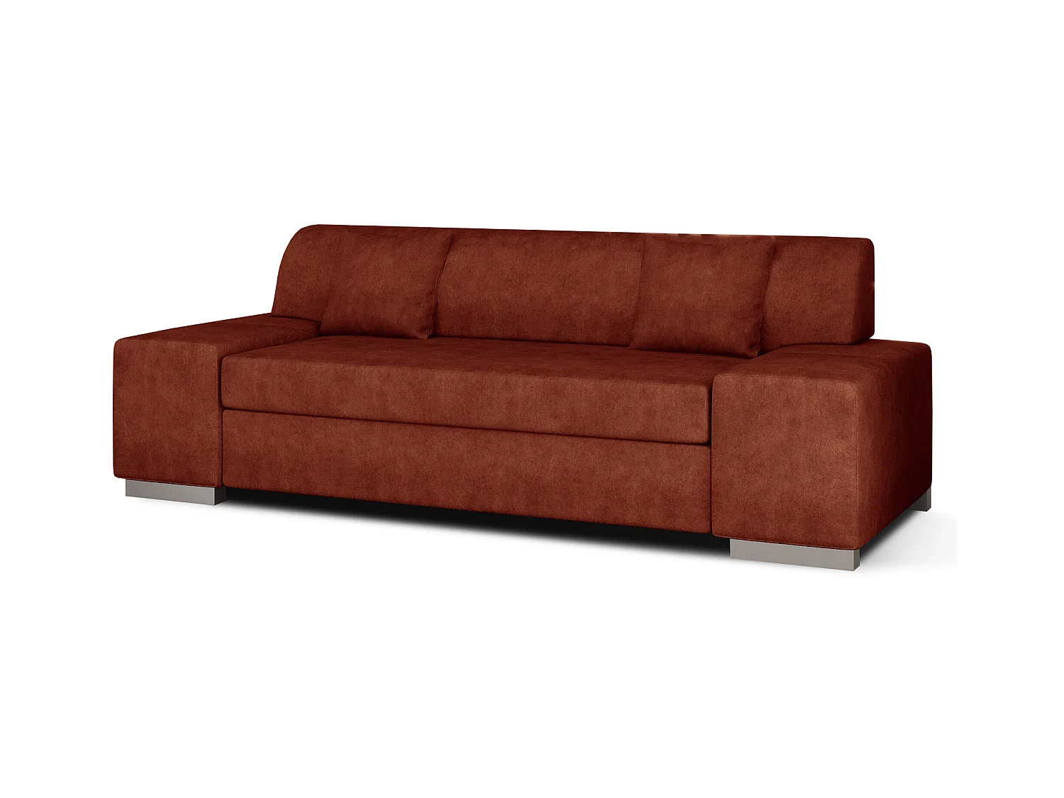 Canapé minimaliste 3-4 places tissu rouge brique Plazo 210cm