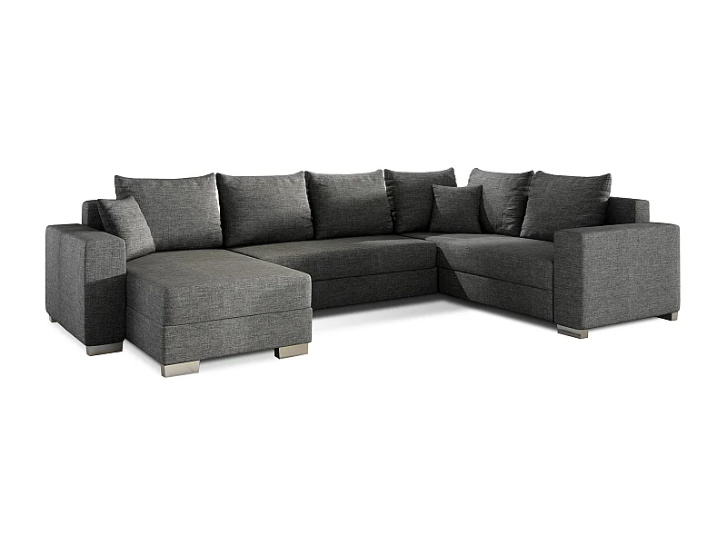 Canapé U convertible tissu gris foncé coffre de rangement à gauche Marry 321cm