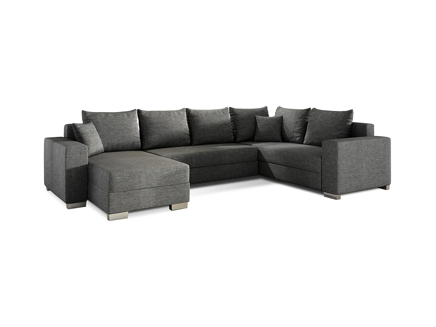 Canapé U convertible tissu gris foncé coffre de rangement à gauche Marry 321cm