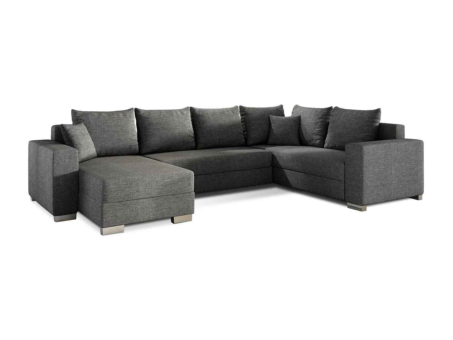 Canapé U convertible tissu gris foncé coffre de rangement à gauche Marry 321cm