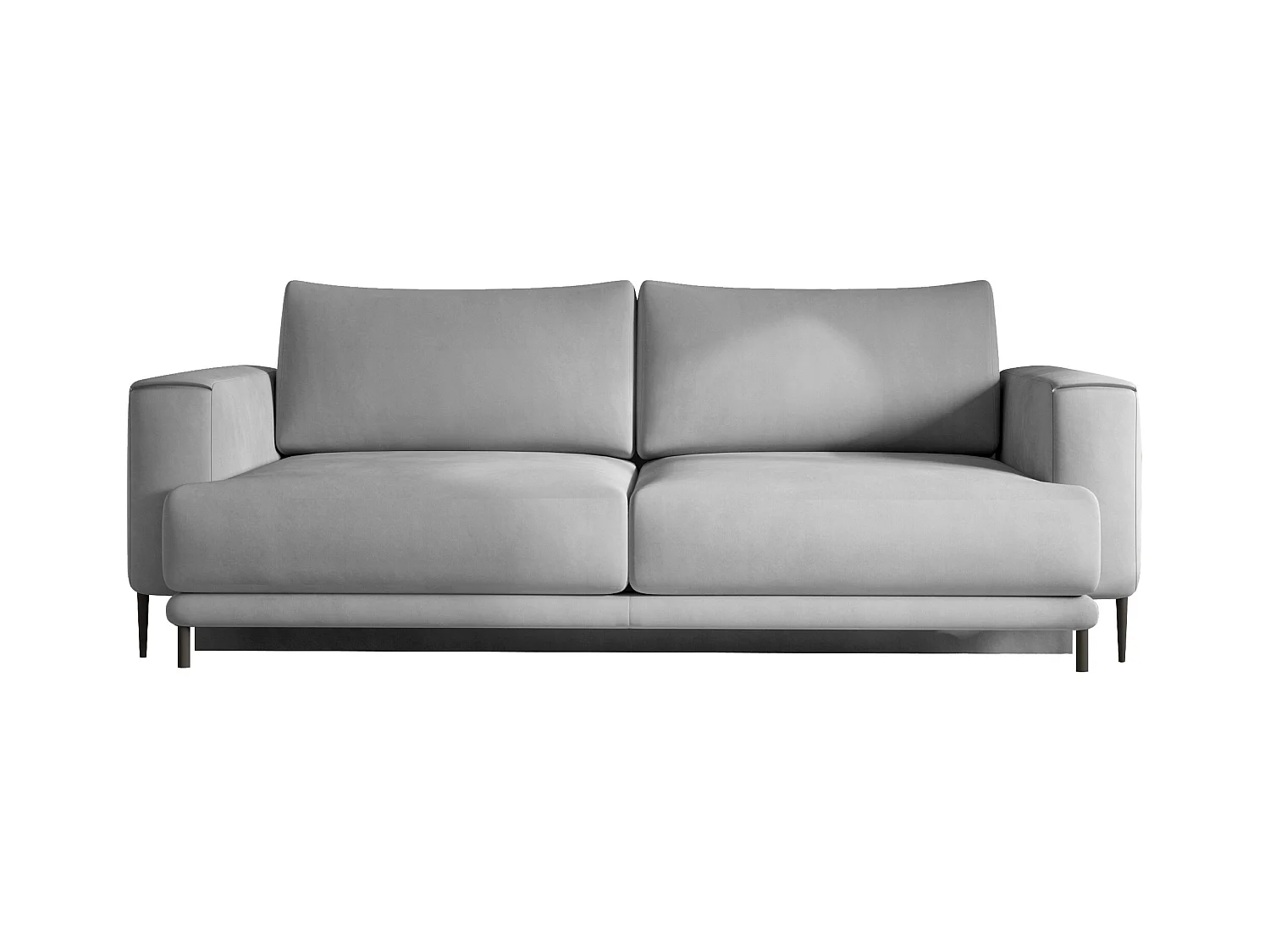 Canapé convertible design 4 places tissu doux gris et pieds métal noir Arkia 260cm