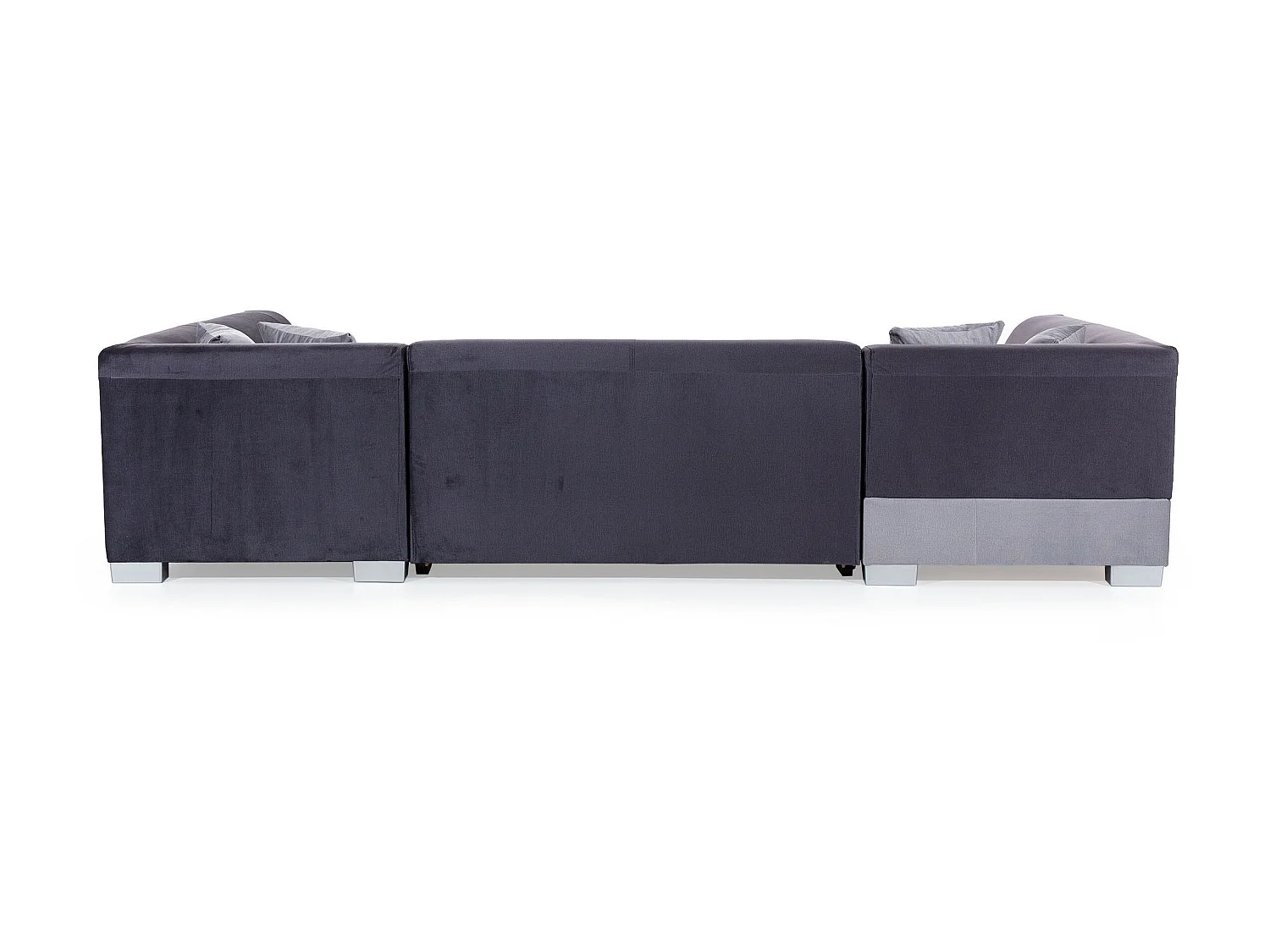 Canapé convertible panoramique simili cuir noir avec coffre de rangement Houston 320cm-Coffre de rangement à gauche