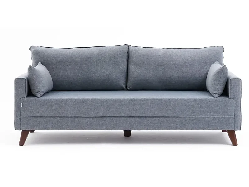 Canapé 3 places tissu bleu Davoz 208cm