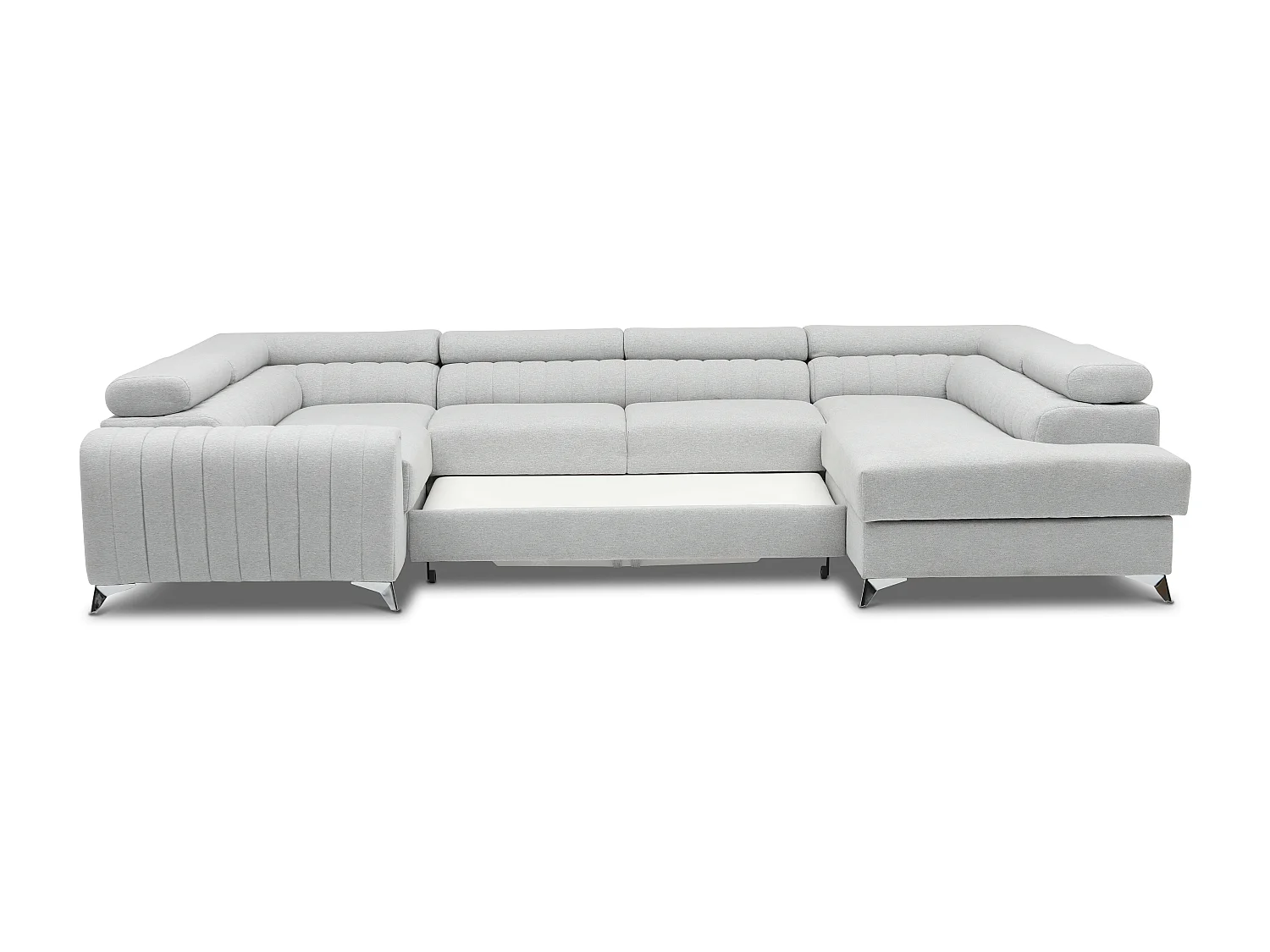 Canapé panoramique convertible velours jaune avec coffre de rangement Louve 340cm-Coffre de rangement à droite