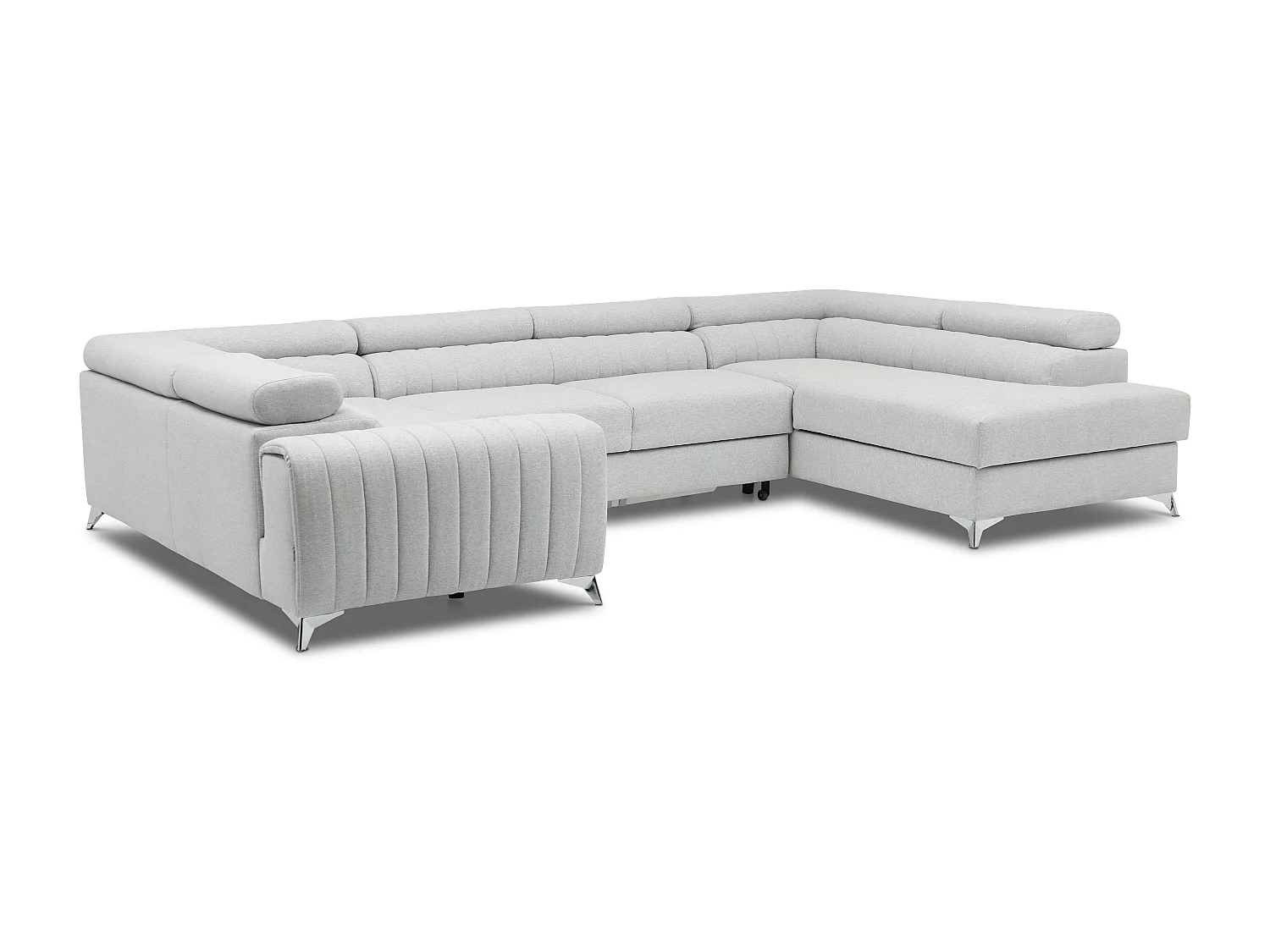 Canapé panoramique convertible velours jaune avec coffre de rangement Louve 340cm-Coffre de rangement à droite