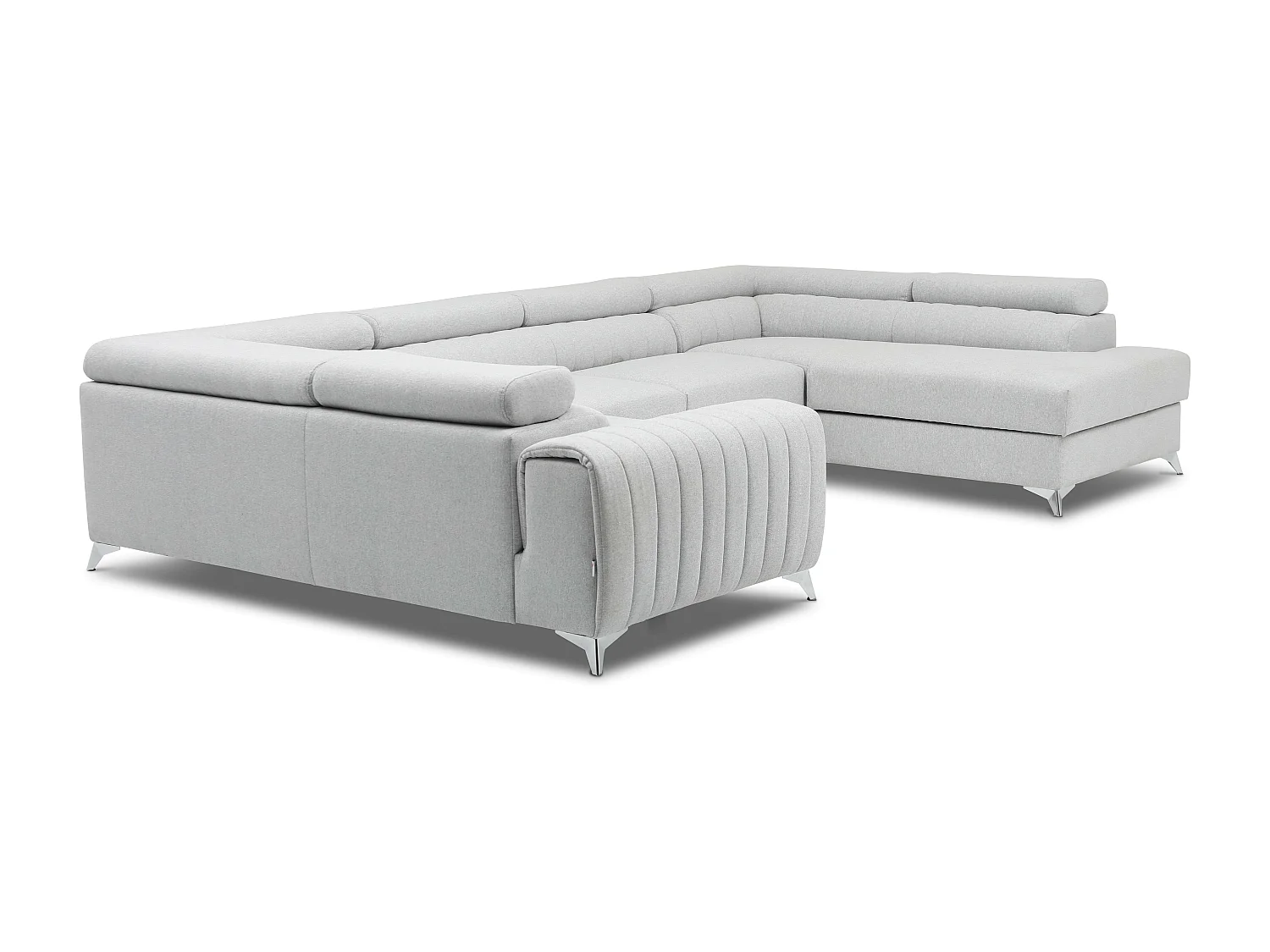 Canapé panoramique convertible velours jaune avec coffre de rangement Louve 340cm-Coffre de rangement à droite