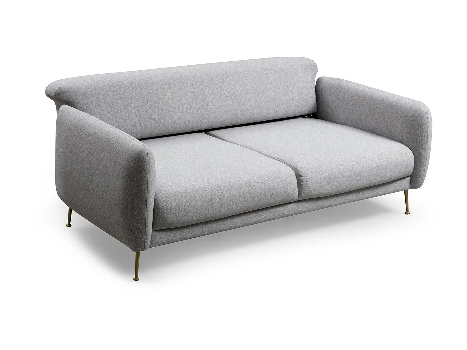 Canapé moderne 3 places tissu gris clair et pieds métal noir Kezila 214cm