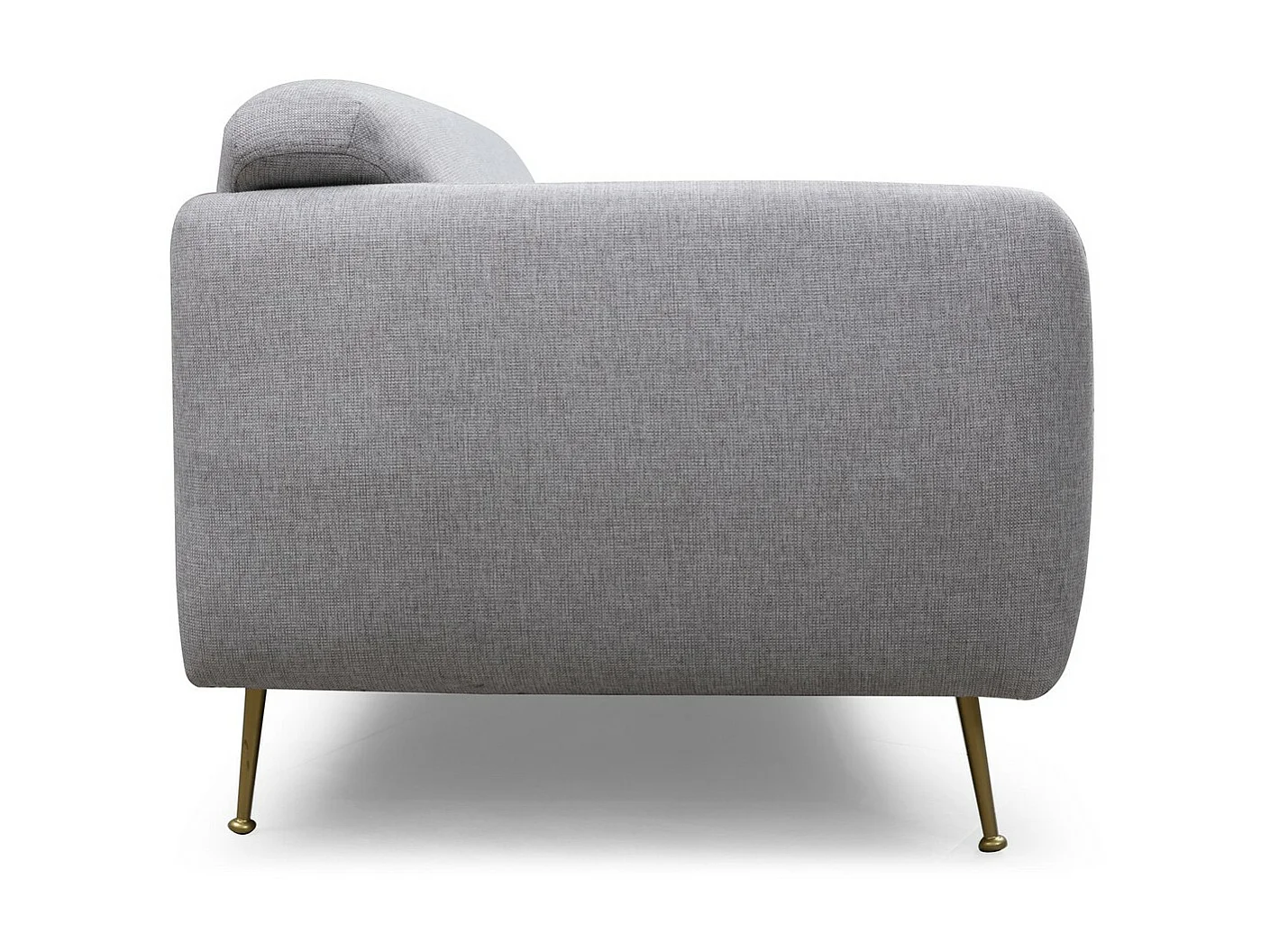 Canapé moderne 3 places tissu gris clair et pieds métal noir Kezila 214cm