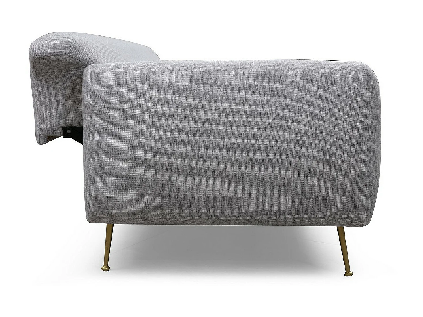 Canapé moderne 3 places tissu gris clair et pieds métal noir Kezila 214cm