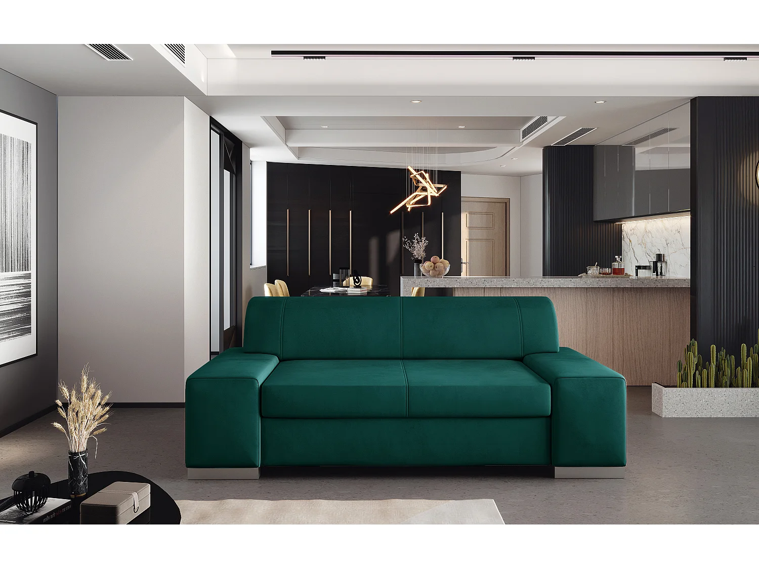 Plazo minimalistische 2/3-zits grenengroen fluwelen bank 190 cm