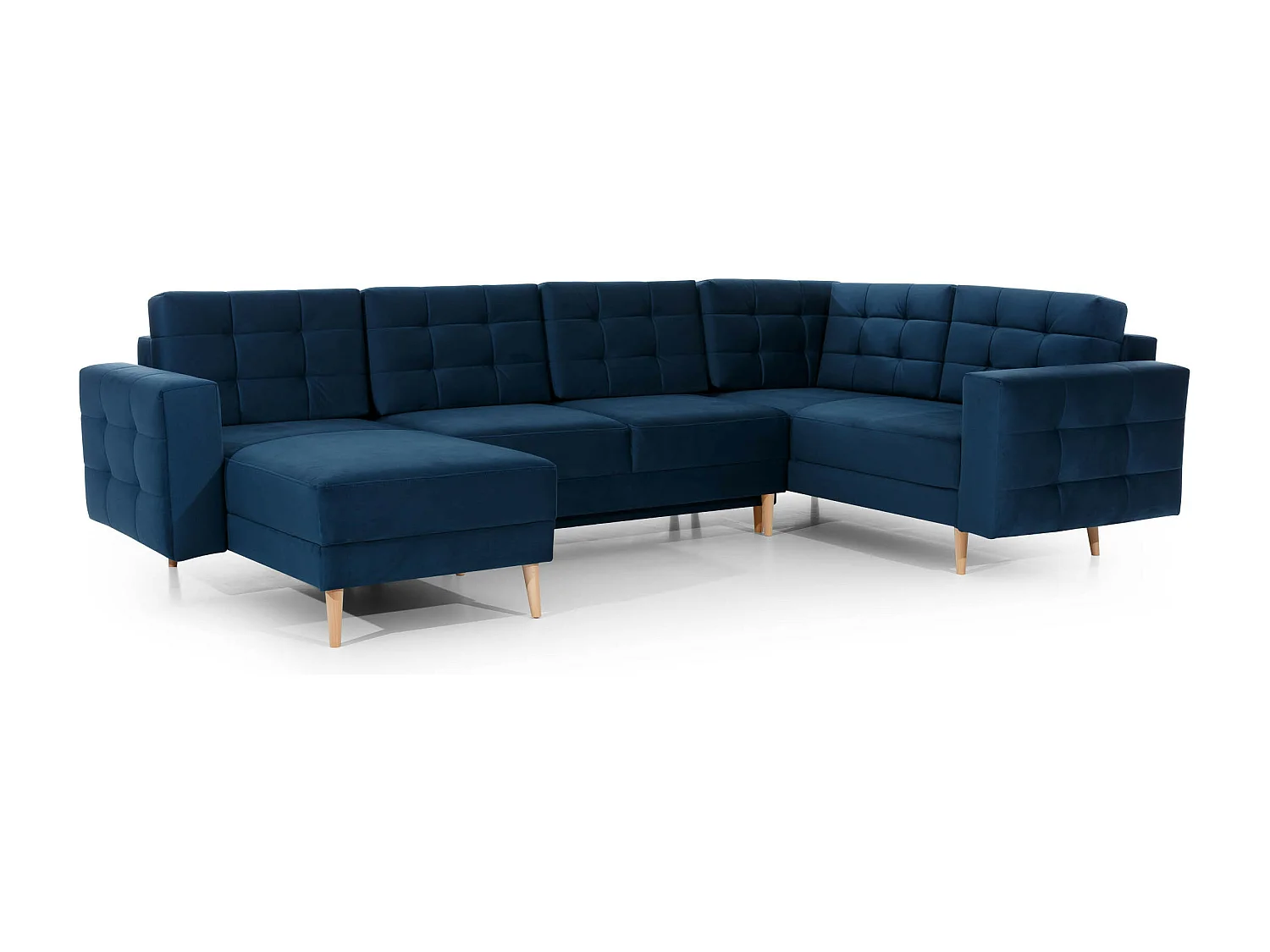 Anska beige kunstleer gevoerde panoramische slaapbank 320 cm