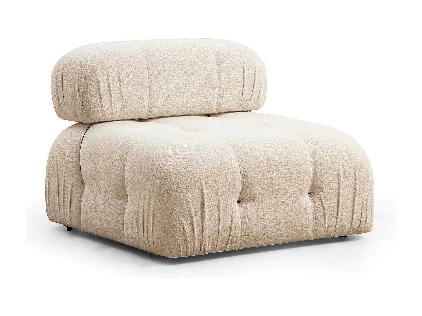 Canapé modulable 3 places velours Bubble-Couleur Crème