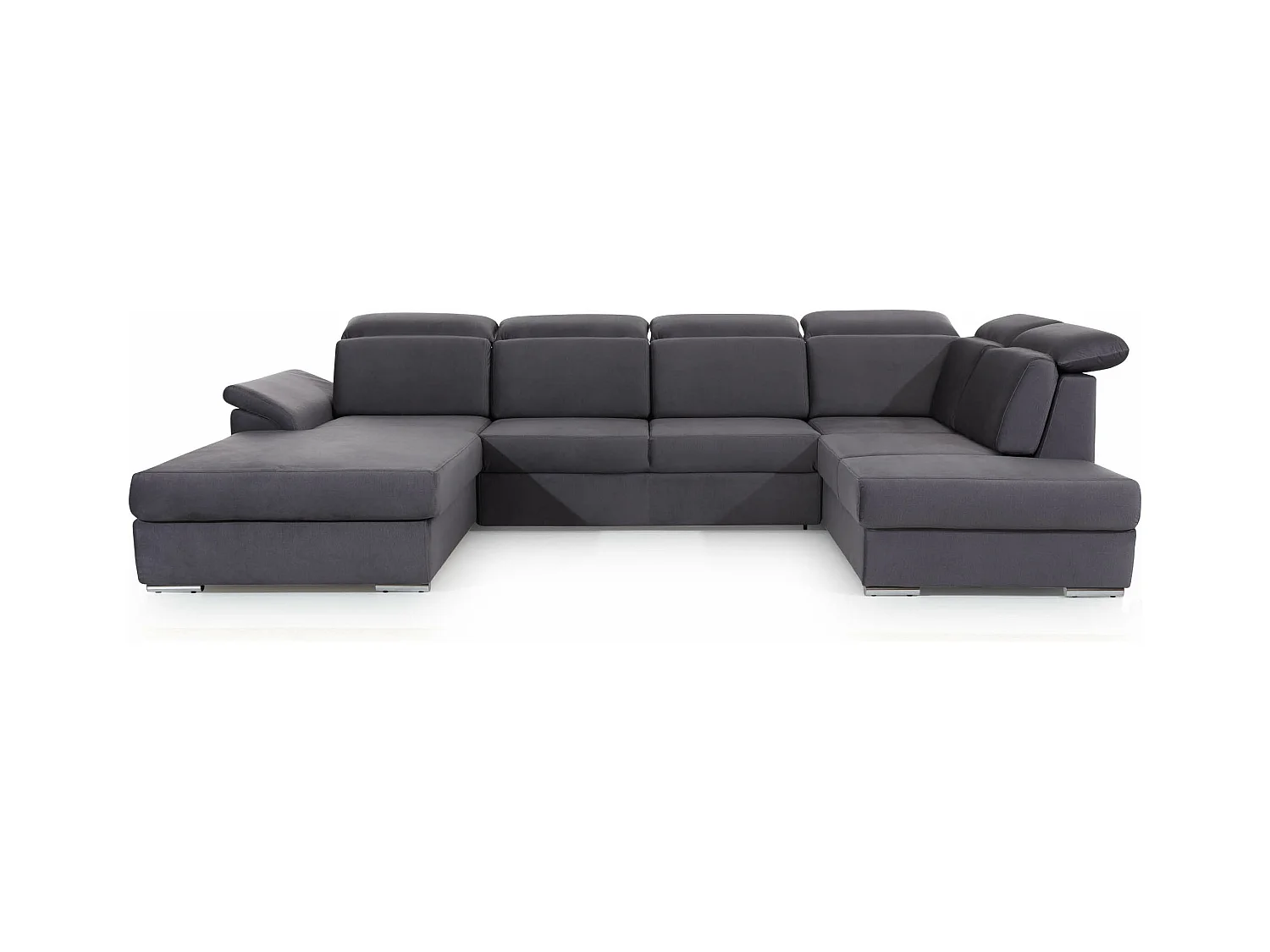 Canapé panoramique convertible velours bordeaux coffre de rangement à gauche Levano 330cm