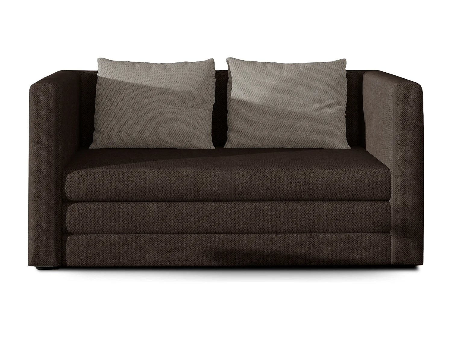 Petit canapé convertible tissu chocolat Mouva 132cm