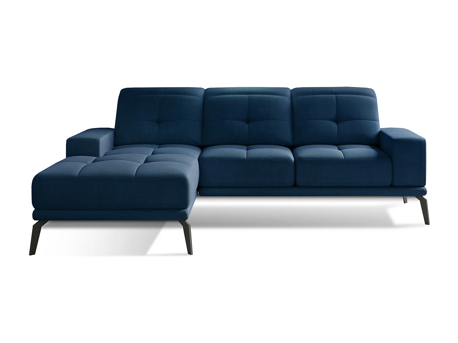 Torpille 5-zits marineblauw fluweel hoekbank links 265 cm