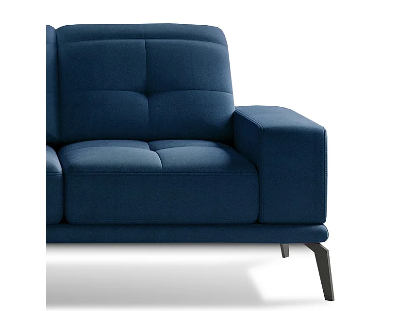 Canapé d'angle gauche 5 places velours bleu marine Torpille 265cm