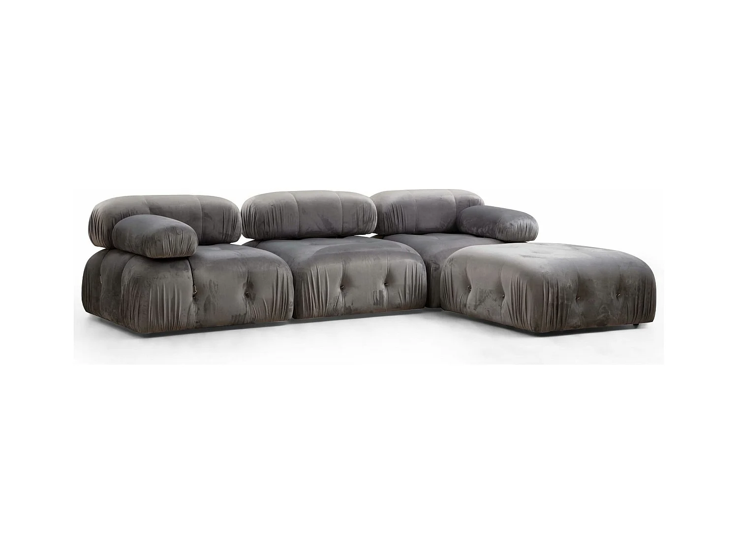 Canapé d'angle modulable velours Bubble-Couleur Gris