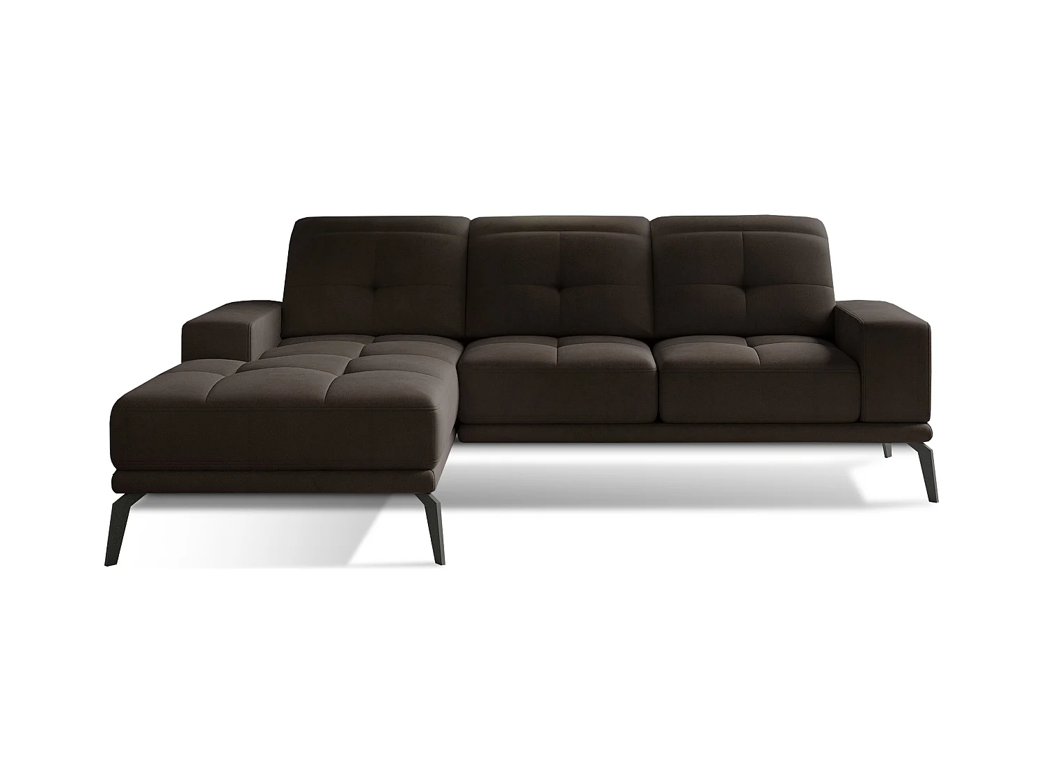 Canapé d'angle gauche 5 places velours marron Torpille 265cm