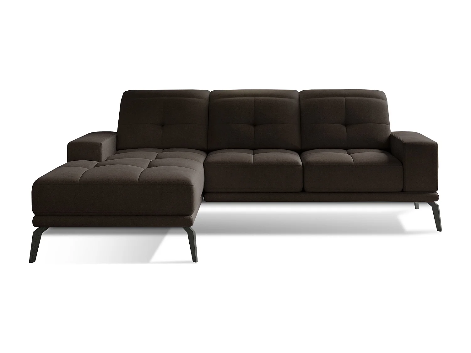 Canapé d'angle gauche 5 places velours marron Torpille 265cm