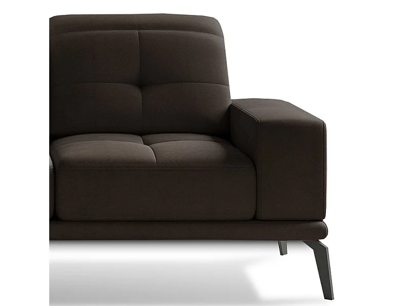 Canapé d'angle gauche 5 places velours marron Torpille 265cm