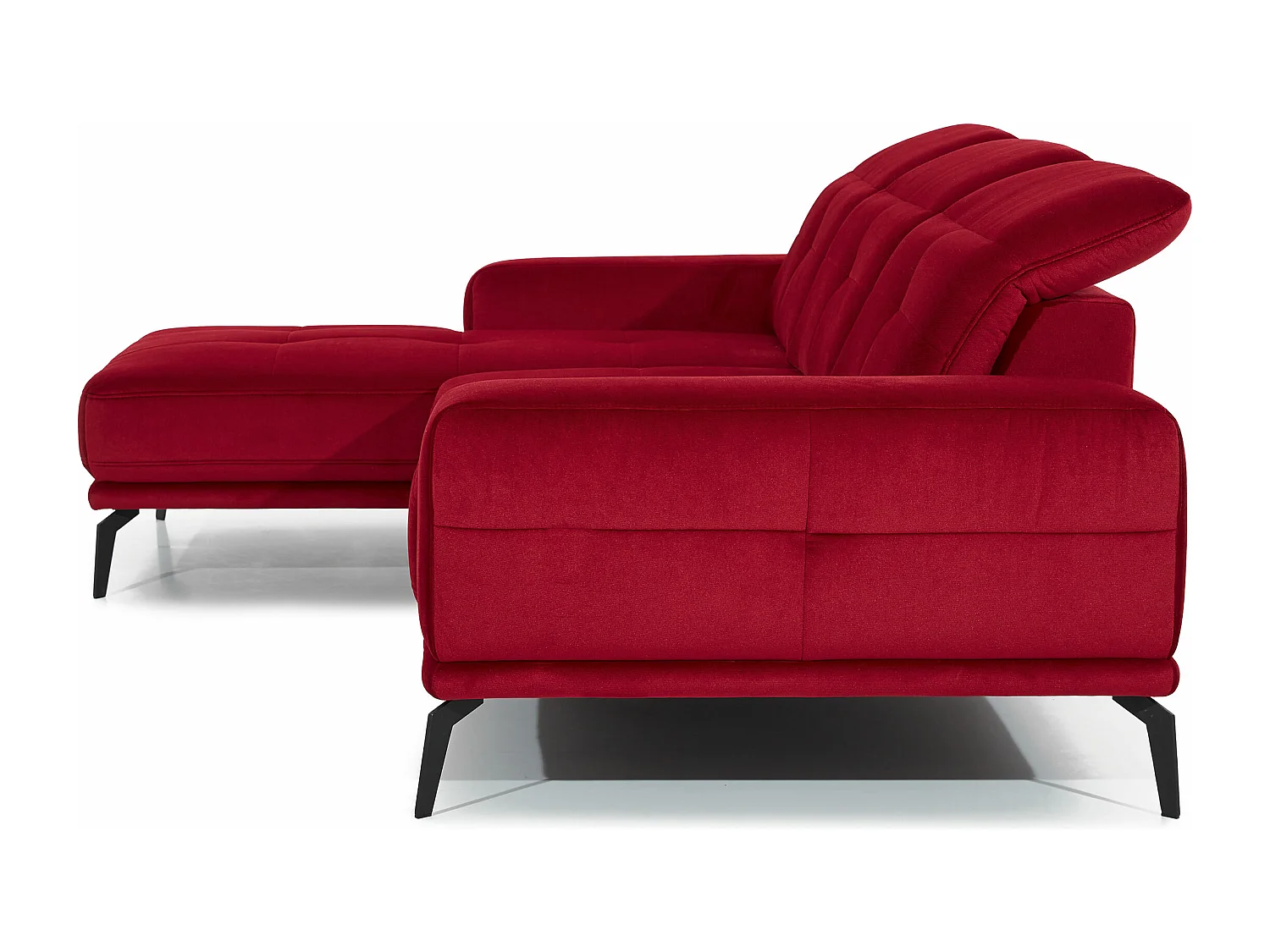 Canapé d'angle gauche 5 places velours marron Torpille 265cm