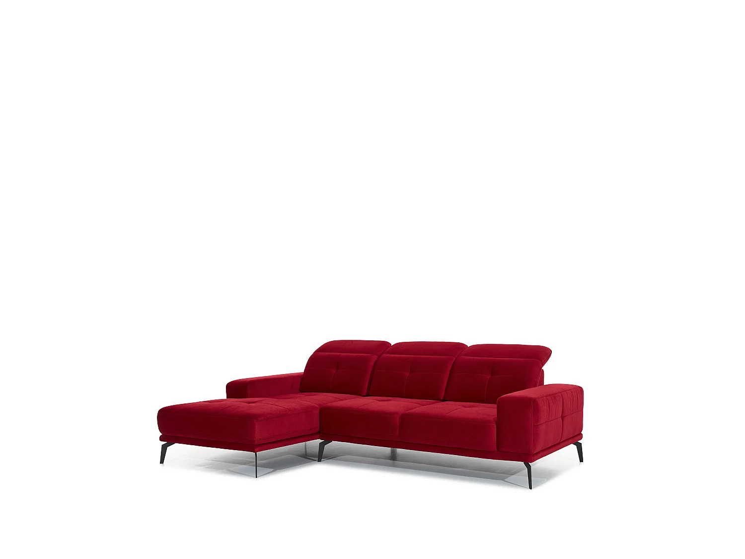 Canapé d'angle 5 places en velours marron TORPILLE