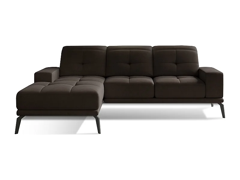 Canapé d'angle gauche 5 places velours marron Torpille 265cm