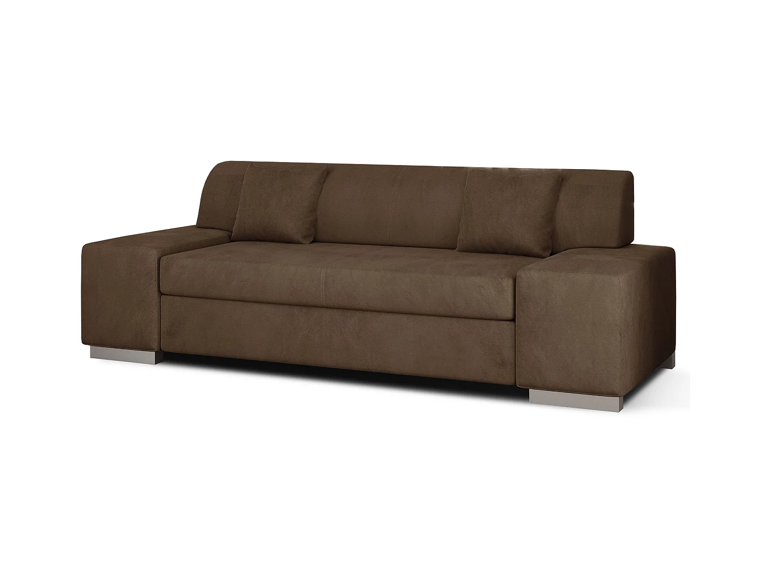 Canapé minimaliste 3-4 places velours marron Plazo 210cm