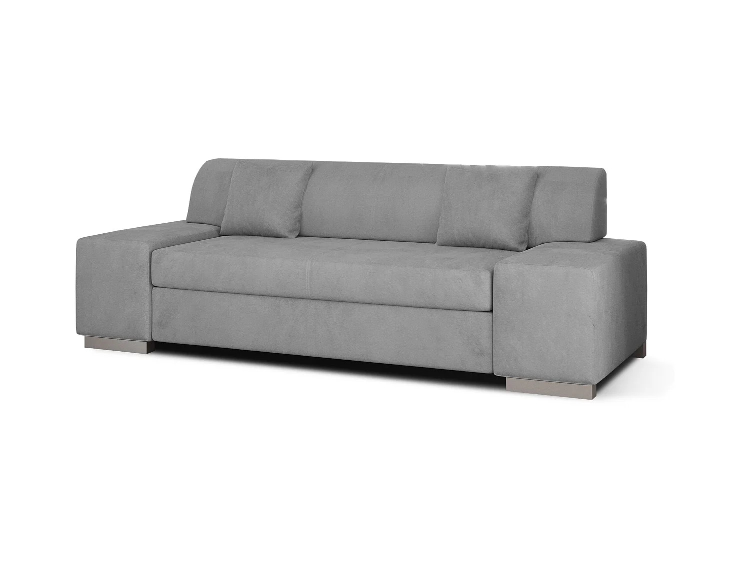 Minimalistische 3/4-zits lichtgrijze fluwelen bank Plazo 210 cm