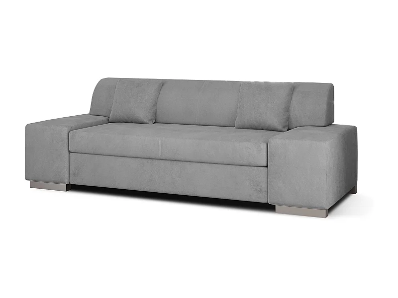 Canapé minimaliste 3-4 places velours gris clair Plazo 210cm