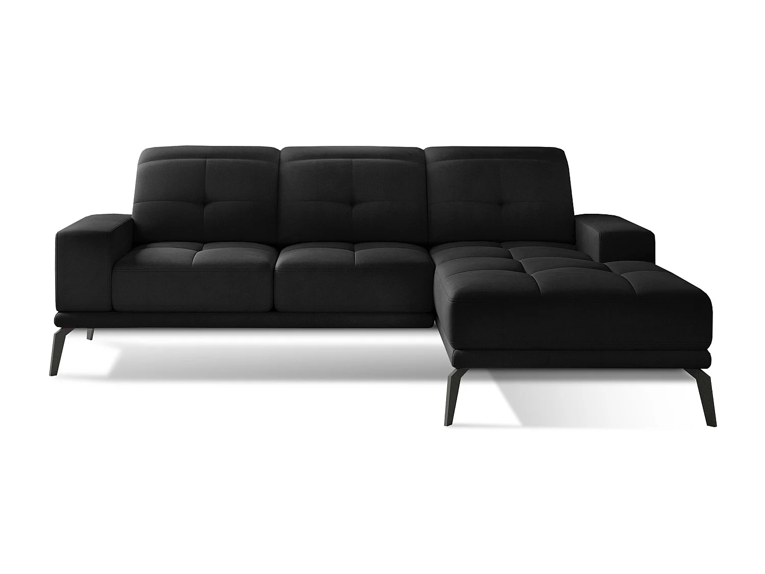 Torpille 5-zits zwart fluwelen hoekbank rechts 265 cm