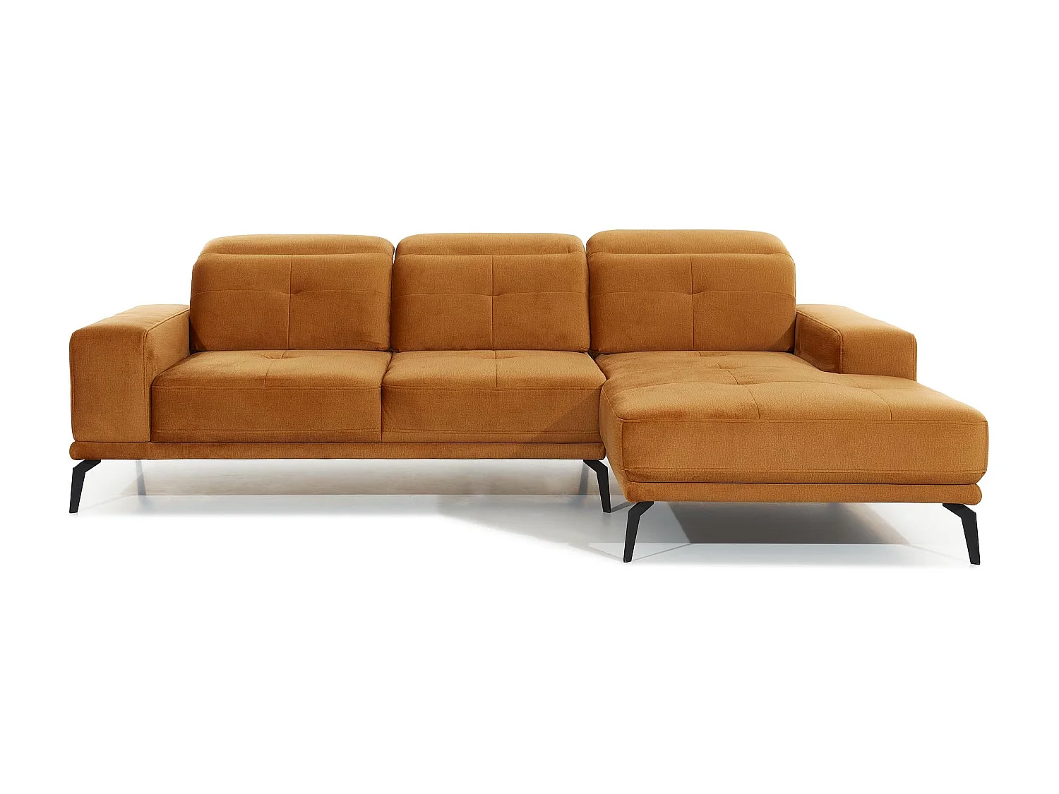 Torpille 5-zits zwart fluwelen hoekbank rechts 265 cm