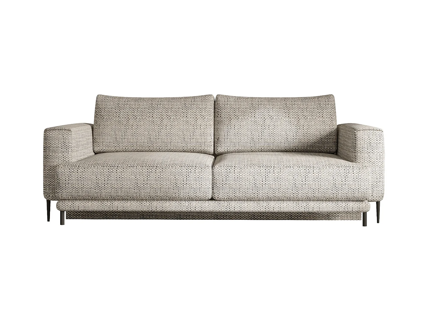 Canapé droit convertible coffre tissu DAVINA - Pieds métal noir-Beige chiné