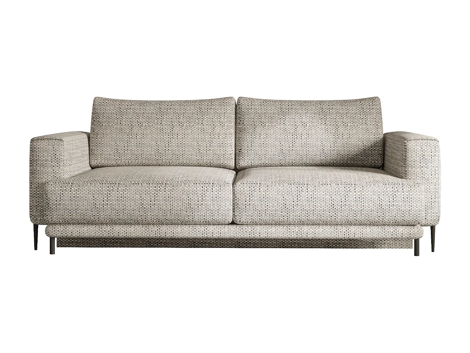 Canapé droit convertible coffre tissu DAVINA - Pieds métal noir-Beige chiné