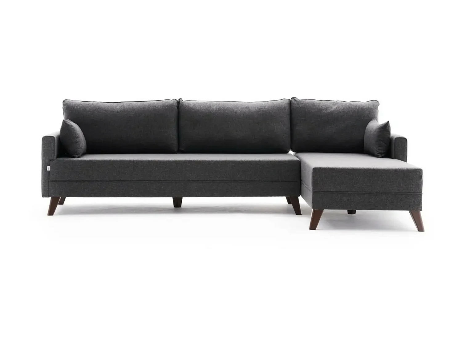 Canapé d'angle droit 5 places tissu gris foncé Kandy 275cm