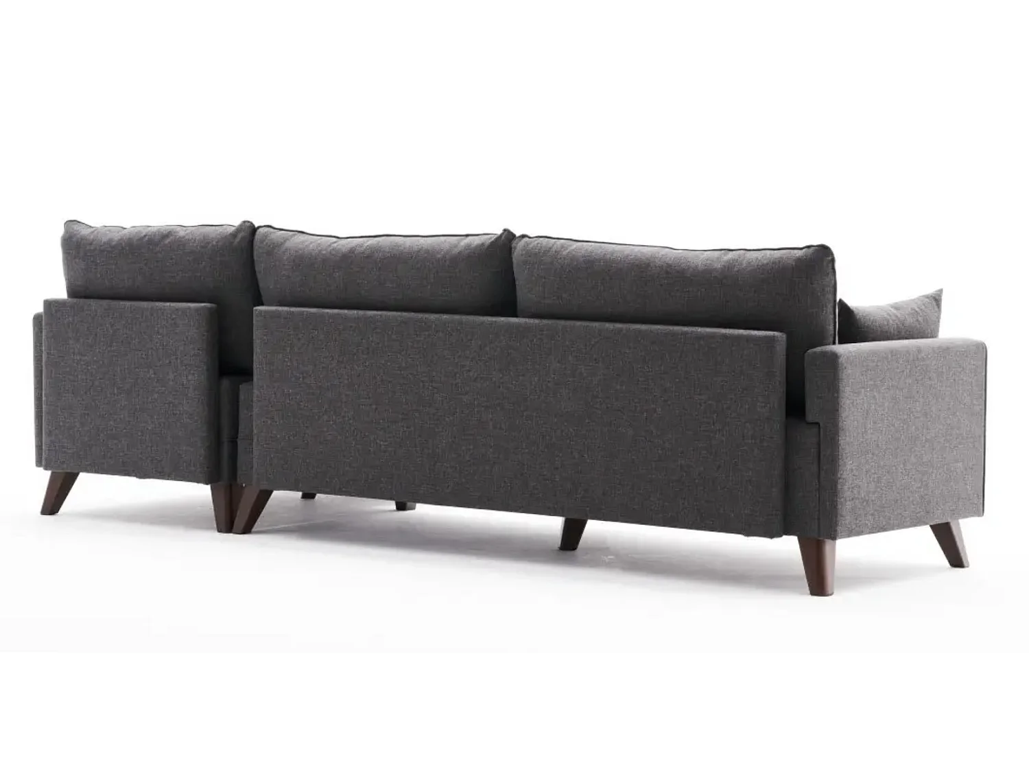 Canapé d'angle droit 5 places tissu gris foncé Kandy 275cm